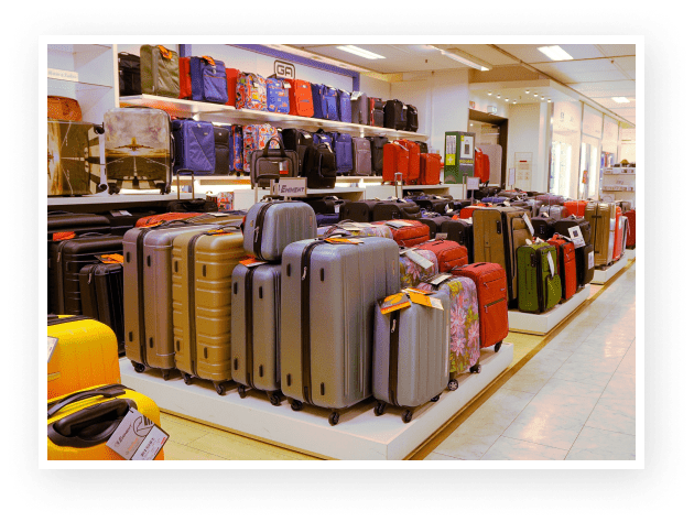 Suitcases in a department store