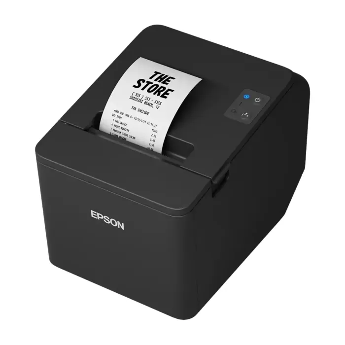 Epson TM-T20IV Thermal Receipt Printer Left Facing with 58mm Receipt