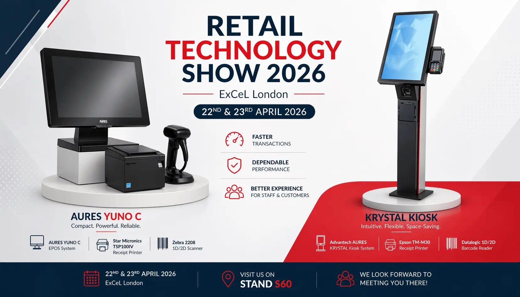Retail Technology Show 2026 exhibition stand with EPOS systems and retail hardware demonstration